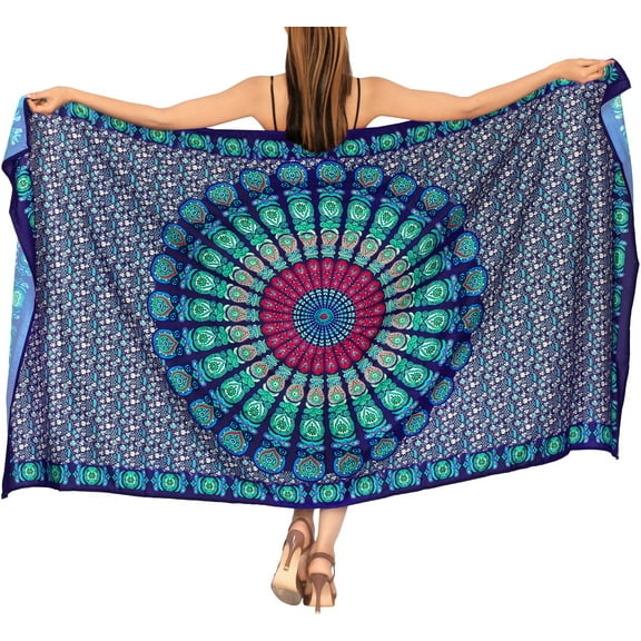 HAPPY BAY Women's Bikini Skirt Sarong Swimwear Swim Cover up Summer Wraps Swimsuit Beach Wrap Coverups for Women Beachwear One Size Mandala, Blue