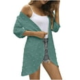 thumbnail image 4 of Besolor Women's Casual Open Front Cardigans Plus Size Solid Color Swiss Dots 3/4 Sleeve Fall Spring Lightweight Outwear Green, 4 of 8