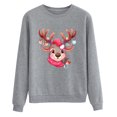 thumbnail image 4 of Chandail Imprimé Cerf Automne Hiver pour Femmes Manches Longues Col Rond Sans Capuche Mode de Noël, 4 of 4