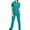 Green, variant on Brnmxoke Scrubs for Women Set Half Zipper Solid Stretch V-Neck Scrub Top & Straight Leg Jogger Pant with Pockets Comfy Nursing Working Uniform