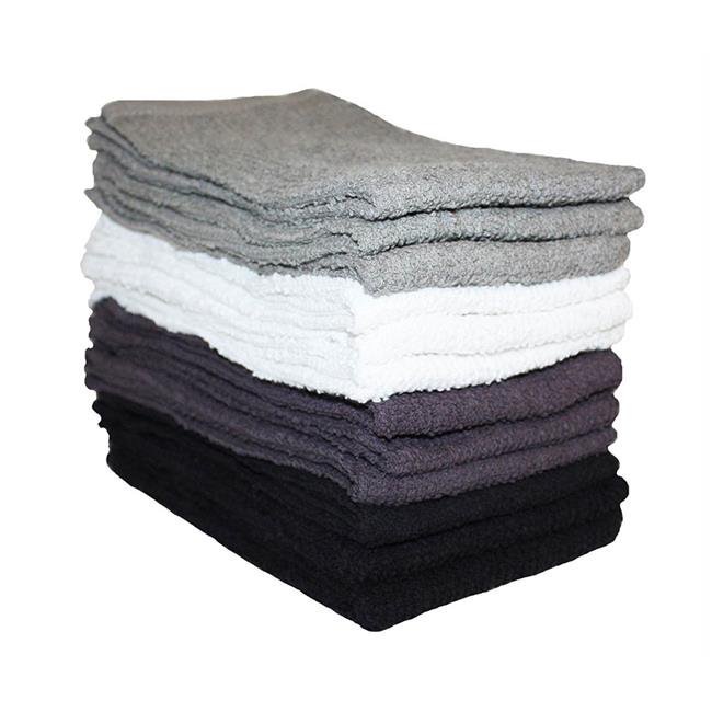 Cotton Utility Bar Mop Dish Towels, 16x19" Set of 12, Black/Gray/White