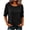 Black, variant on Women's Puff Half Sleeve Tops Lightweight Crew Neck Cuff Button Detail Shirts Loose Fit Dressy Casual Solid Color Basic Blouses S