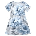 thumbnail image 2 of Girls Short Sleeve A-Line Dress White Floral Pattern Play Dress Sizes 5-6T, 2 of 8
