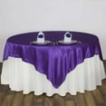 thumbnail image 2 of Efavormart 90" SATIN Square Tablecloth Overlay For Wedding Catering Party Table Decorations PURPLE Square Tablecloth Cover, 2 of 9