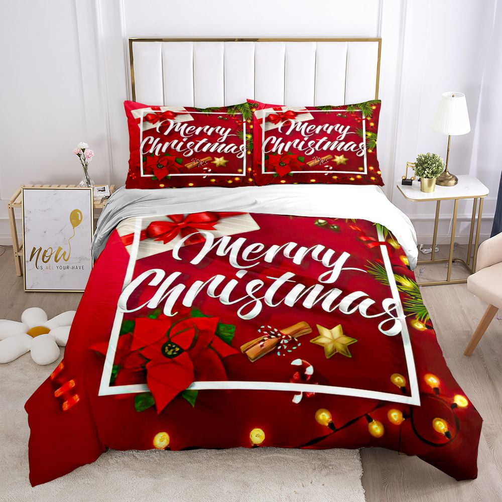 3 Pieces Christmas Tree Reindeer Snowman Santa Claus Xmas Comforter