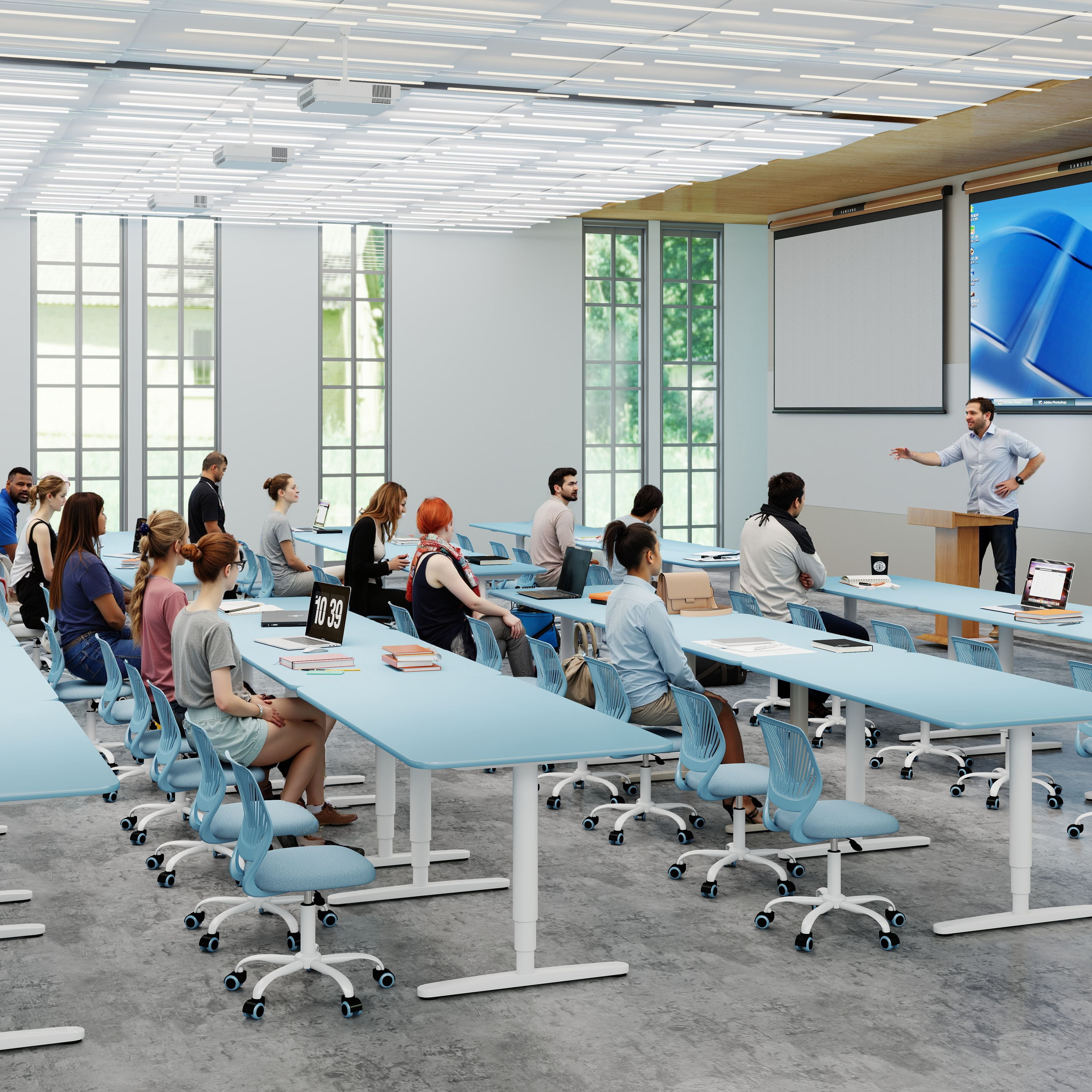Homy Casa School Student Desk Chair Set of 2, Ergonomic Classroom Task Chairs, Blue