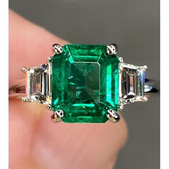 Exceptional 4 Ctw Vivid Green Zambian Emerald Ring For Love