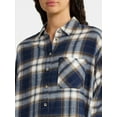 thumbnail image 3 of No Boundaries Slouchy Flannel Shirt with Side Pockets, Women's, 3 of 4