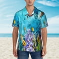 thumbnail image 2 of Kll Men'S Hawaiian Shirt Short Sleeve Button Down Beach Shirts-Corals And Tropical Fish, 2 of 7