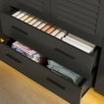 thumbnail image 2 of ANPOO Large 4 Doors Armoire Wardrobe Closet with LED Lights & Hanging Rods,70.9" Black Louver Door Wardrobe Armoire with 2 Drawers,LED Large Armoire Storage with Multi-Layer Shelves, 2 of 9