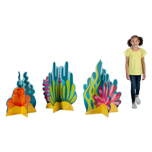 3D Under the Sea Coral Stand-Ups, Party Decor, Birthday, 3 Pieces