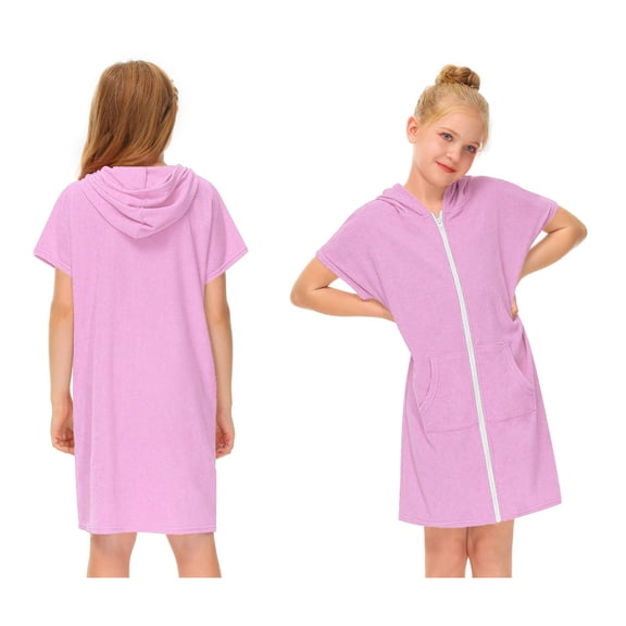 Swim Cover Up Swim Zip Hoodie Short Sleeve Swimsuit for Girls Beach Cover Ups 3-4 Years Bathing Suit Girl