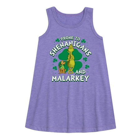 

The Grinch - Prone To Shenanigans Malarkey - Toddler and Youth Girls A-line Dress