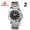 White shell, black face, stainless steel band, variant on Men's watch with steel band, quartz watch, simple business fashion, waterproof, luminous, with calendar, men's wristwatch