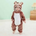 thumbnail image 2 of Penkiiy Autumn Winter Infant Toddler Baby Unisex Child Pajama Plush Onesie One-piece Sloth Costume Baby Sleep and Play Pajamas 2 Years Brown on Clearance, 2 of 9