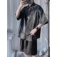 thumbnail image 2 of Conjunto de camisetas y pantalones cortos negros para hombre, trajes deportivos de dos piezas, estilo coreano 2024, conjuntos de camisetas y pantalones cortos para hombre, poliéster, novedad en camise, 2 of 5