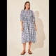 thumbnail image 4 of Vestido Midi Holgado Informal de Verano para Mujer, con Escote en V, Cordones, Media , Estampado Geométrico Bohemio Azul Oscuro L, 4 of 9