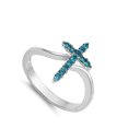 thumbnail image 4 of CHOOSE YOUR COLOR Cross Blue Simulated Sapphire Ring .925 Sterling Silver Band CZ Female Size 5, 4 of 4