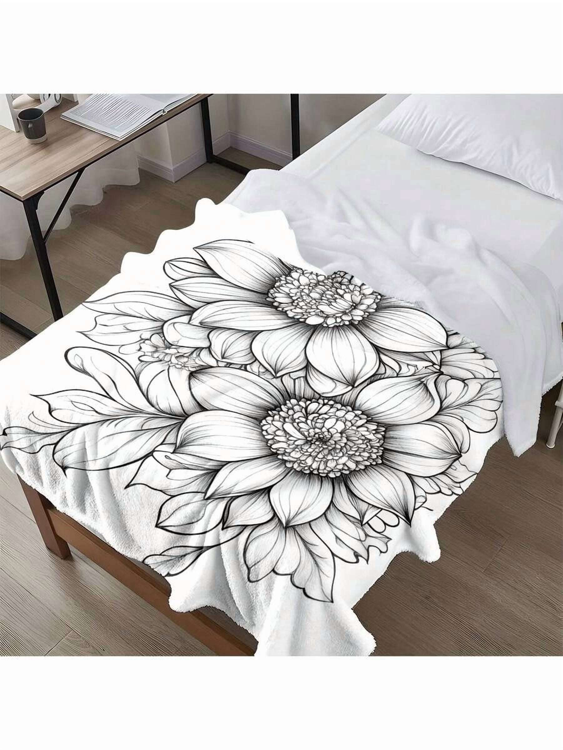 Elegant Mandala Coloring Page Blanket Soft Flannel Bedspread With Intricate Mandala Patterns, AllSeason Cozy Bed Sofa Travel Throw, Adult Coloring Book Gift For & Men, Available In Multiple Sizes