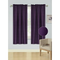 1 Set Solid Foam Backing Lined Room Darkening Blackout Window Curtain Panel Treatment Drape Rod Pocket Matte in Different Sizes 63", PURPLE R64