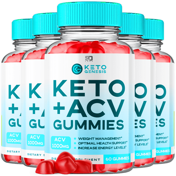 (5 Pack) Keto Genesis Keto ACV Gummies - Apple Cider Vinegar Supplement for Weight Loss - Energy & Focus Boosting Dietary Supplements for Weight Management & Metabolism - Fat Burn - 300 Gummies