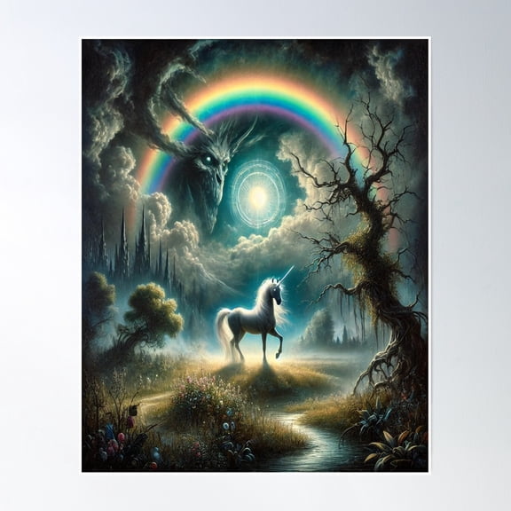 Midnight Unicorn – Rainbow Of Shadows Poster Wall Art, Modern Wall Decor, 8x12 UNFRAMED