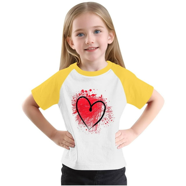 RXIRUCGD 2025 Vêtements d'Été pour Enfants Tout-Petits Garçons Filles Mode Mignon Col Rond Imprimé Manches Courtes Haut