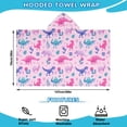 thumbnail image 2 of Pink Dinosaurs Flowers Leaves Pattern Hooded Bath Towel，50"x30" for Ages 3 To 12 Kids, Quick Dry Lightweight Soft Microfiber Hood Beach Towel Cover Up for Kids, 2 of 7