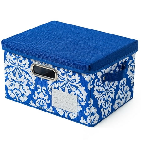 

Skearow Containers Toy Storage Box Underwear Bra Sock Folding Organiser Cloth Fabric Foldable Cubby Stackable Blue L: 16.93*11.81*10.63 inches