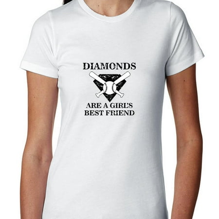 Baseball - Diamonds Are A Girl's Best Friend - Bats Women's Cotton