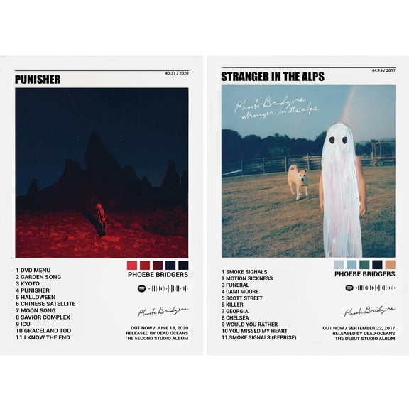A Set Of 2 Phoebe Bridgers  Posters Punisher Stranger In The Alps Canvas Poster