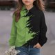 thumbnail image 5 of Blusa y camisa de manga larga con cuello vuelto Zhongda para niños, cárdigan de manga larga estampado, jersey, camisa base para niña, top de poliéster, 5 of 7