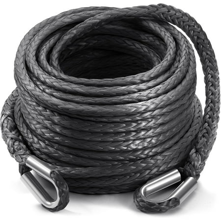 Winch Rope Extension, 3/8'' x 92ft Synthetic Winch Extension Rope, 26,500 Lbs Winch Extension Line for Off Road Vehicle ATV UTV SUV Jeep(Gray)