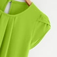 thumbnail image 5 of under $10 Charella Women's Chiffon Solid Color Short Sleeve Round Neck Casual Shirt Short Sleeve Blouse Mint Green,XXL, 5 of 6
