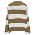 thumbnail image 5 of Zedker Women'S Striped Knitted Sweater Long Sleeve Crewneck Pullover, Fashion Color Block Casual Slim Tops, Soft Comfortable Fall Spring Tunic Blouse,Khaki,XL, 5 of 8