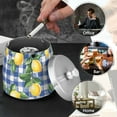 thumbnail image 4 of Yayeee Ashtray with Lid for Cigarette Smokeless Stainless Steel Home Ash Holder, Blue Plaid Lemon, 4 of 7