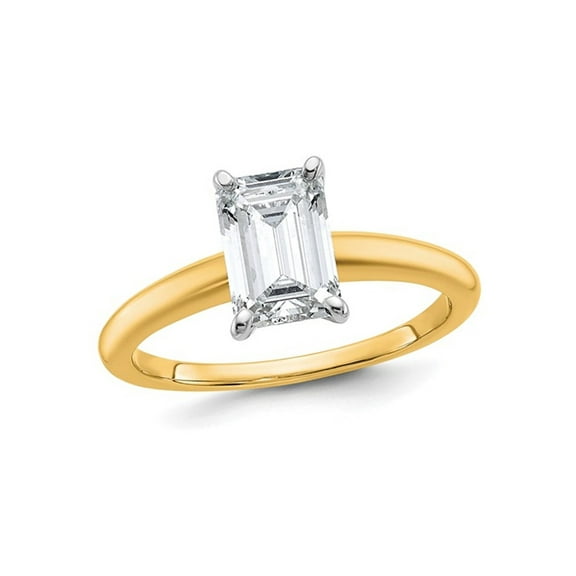 1.50 Carat (Ctw VS2, G-H) Emerald-Cut Certified Lab-Grown Diamond Solitaire Engagement Ring in 14K Yellow Gold