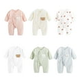 thumbnail image 4 of Breathable Bear Jumpsuit Hospital Hat Spring Outfit Long Sleeves Bodysuits for Baby Girls Boys Unisex Coveralls, 4 of 9