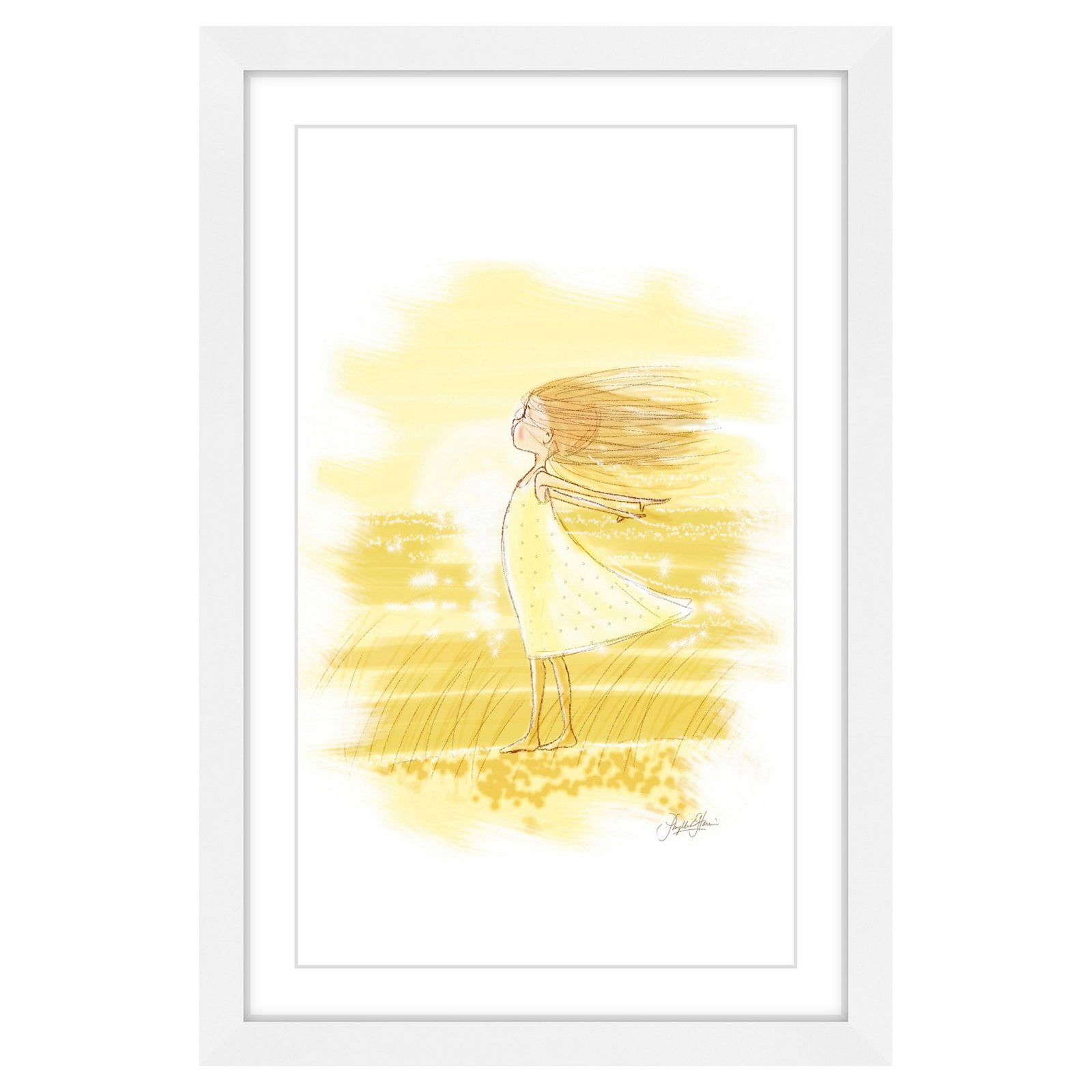 "Wind Girl" Framed Painting Print