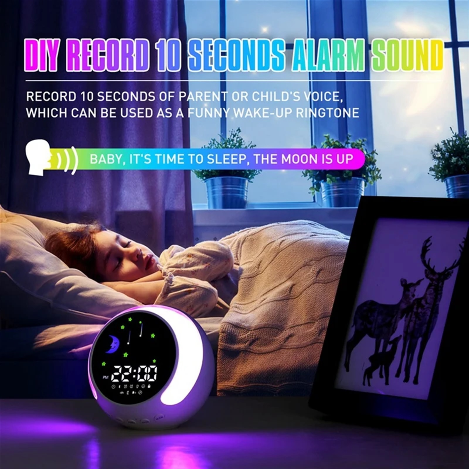Alarm Clock for Kids, Kids Alarm Clock for Girls Sleep Trainer with Wake Up Light, Music Player&Digital Clock ,Excellent Visual Experience