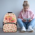thumbnail image 3 of HUIACONG Cute Strawberry Axolotl Print School Backpack for Boys Girls Ages 6-18 Large Capacity Lightweight Water Resistant Bookbag for Elementary Middle High School Back to School Daily Use, 3 of 7