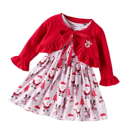 

KDFJPTH Toddler Girls Sleeveless Christmas Cartoon Santa Prints Princess Dress Ruffles Robe Cloak Set Girls Spring And Autumn Two Piece Set 3 Month Baby Girl Big Baby Blankets for Girls