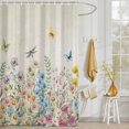 thumbnail image 3 of Shower Curtain Spring Flowers Shower Curtains for Bathroom Decor, Waterproof Polyester Shower Curtain Set with Hooks, Small Stall Size 36" x 72" Watercolor Butterfly Dragonfly, 3 of 9