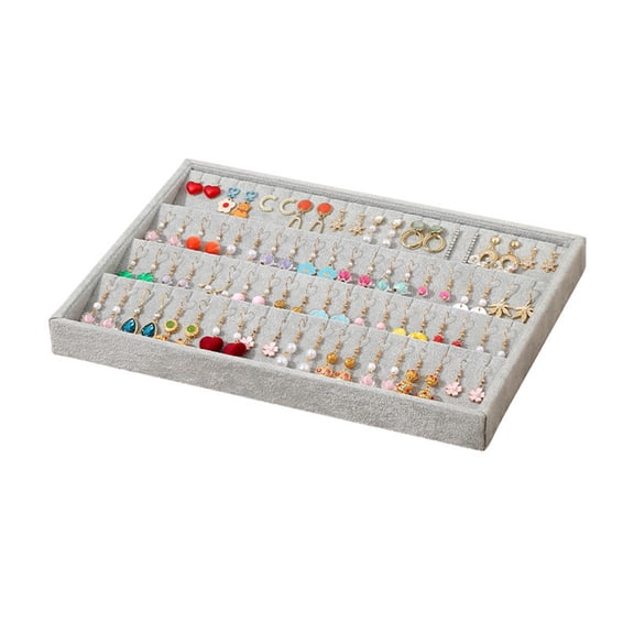 Velvet Jewelry Organizer Clear Lid Earring Holder Organizer Earrings Storage Stud Tray Showcase Display Case（Earring Storage）Only jewelry tray