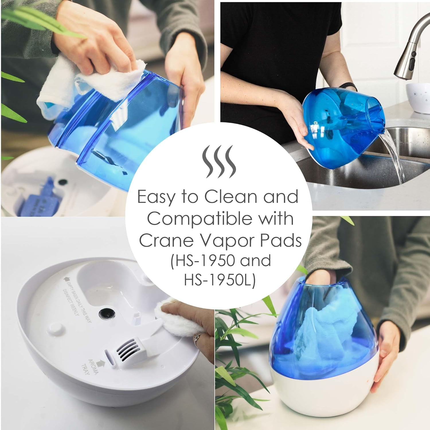 4-in-1 Drop 2.0 Ultrasonic Cool Mist Humidifier with Sound , Night Light, Tray, 1 Gallon Top Fill, Blue & White