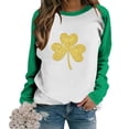 thumbnail image 2 of BLVB St Patricks Day Shirt for Women Color Block Long Sleeve Crewneck Tunic Tops Shamrock Tees Tshirts Blouse, 2 of 3