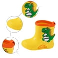 thumbnail image 3 of Hpapadks Toddler Rain Boots Cute Cartoon Dinosaur Rainy Day Non Slip Waterproof Water Shoes With Easy On Handles Classic Mid Calf Yellow 4.5-5 Y, 3 of 7