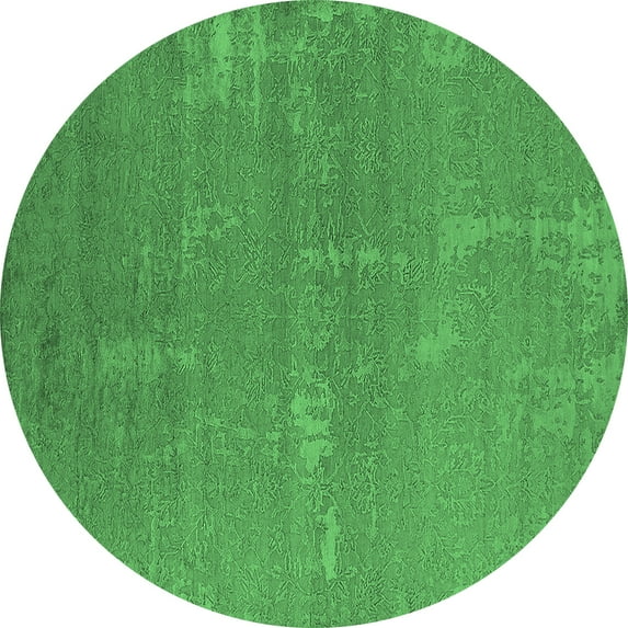 Ahgly Company Indoor Round Oriental Emerald Green Industrial Area Rugs, 7' Round