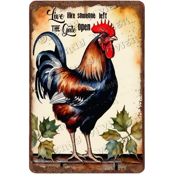 Rooster Decor Welcome To Funny Farm Creative Aluminum Sign Rustic Farmhouse Decor Funny Metal Sign Farm Decorative Country Home Decor Signs Gift 12x8 Inches