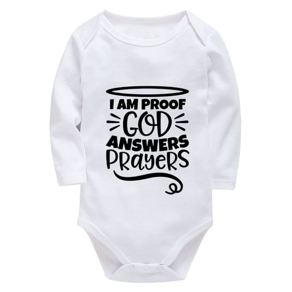 I Am Proof God Answers Prayers Newborn Girl Romper Long Sleeve Baby Girls' One-piece Rompers White 12 Month White Onesie